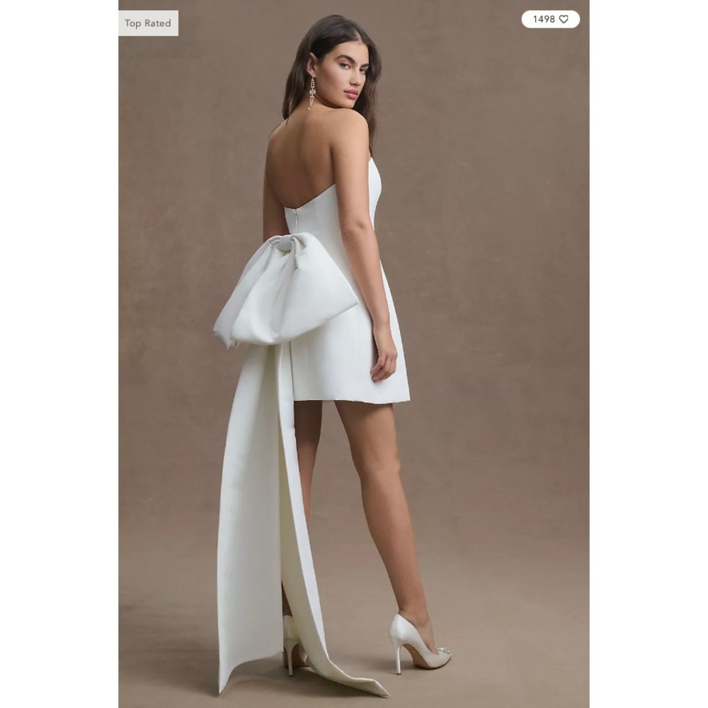 Sachin & Babi Grace Strapless Back-Bow Mini Dress in Ivory from Anthropologie